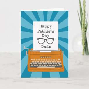 Gelukkige Vaderdag Vaders met Typewriter & Bril Kaart
