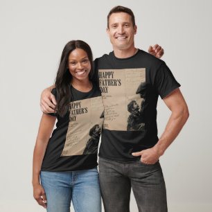 Gelukkige Vaderdag Vintage Brief en Opa Portret T-shirt