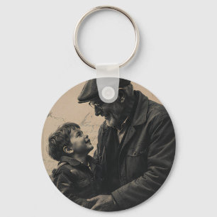 Gelukkige Vaderdag Vintage Brief Sleutelhanger