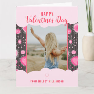 Gelukkige Valentijn Wispelturige Roze harten bloem Kaart