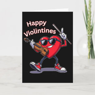 Gelukkige Valentijns Viool Man Hart Valentijns Muz Kaart