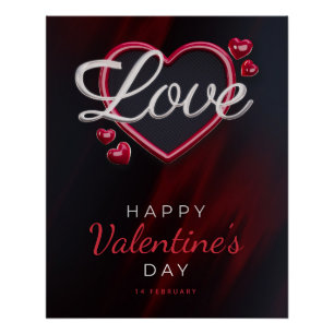 Gelukkige Valentijnsdag 3d Effect Text-23120 Perfect Poster