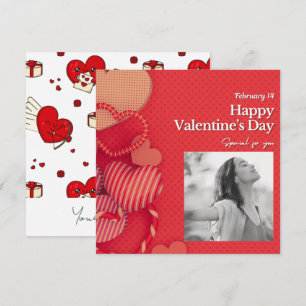 Gelukkige Valentijnsdag Aangepaste foto rode harte Notitiekaartje