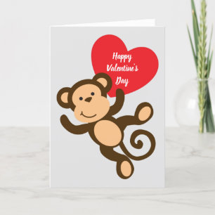 Gelukkige Valentijnsdag aap Vouw Vakantiegroet Feestdagen Kaart