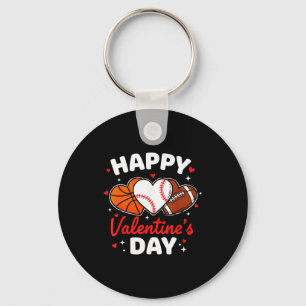 Gelukkige Valentijnsdag Basketbal Honkbal Voetbal Sleutelhanger