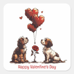 Gelukkige Valentijnsdag Beagle Honden Vierkante Sticker