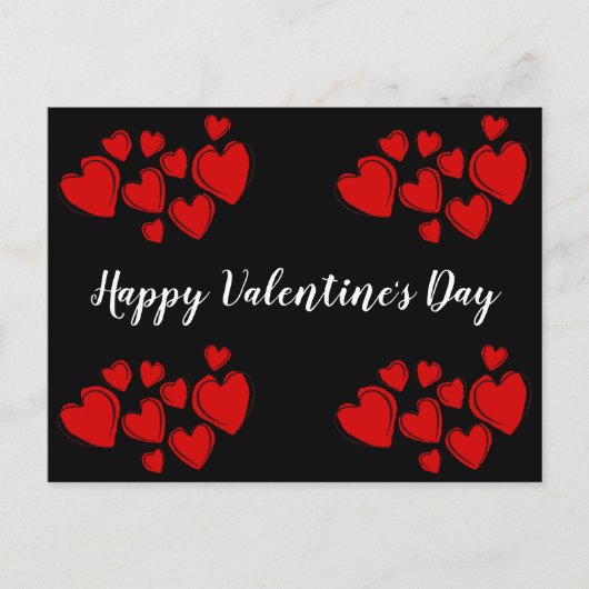 Gelukkige Valentijnsdag Black & Red Hearts Feestdagenkaart (Voorkant)