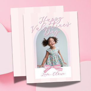 Gelukkige Valentijnsdag Boog Foto Boogkaart Feestdagenkaart
