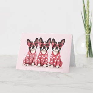 Gelukkige Valentijnsdag Boston Terrier honden Feestdagen Kaart