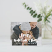 Gelukkige Valentijnsdag Brush Script Photo Card Feestdagenkaart (Staand voorkant)