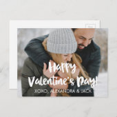 Gelukkige Valentijnsdag Brush Script Photo Card Feestdagenkaart (Voorkant / Achterkant)