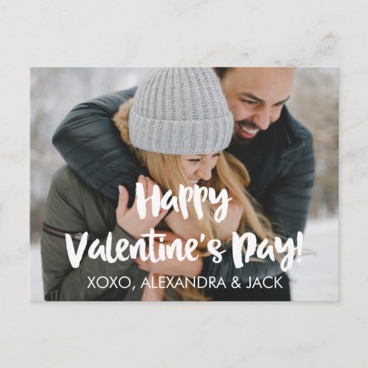 Gelukkige Valentijnsdag Brush Script Photo Card Feestdagenkaart (Voorkant)