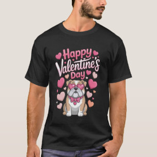Gelukkige Valentijnsdag Bulldog met Hartjes Schatt T-shirt
