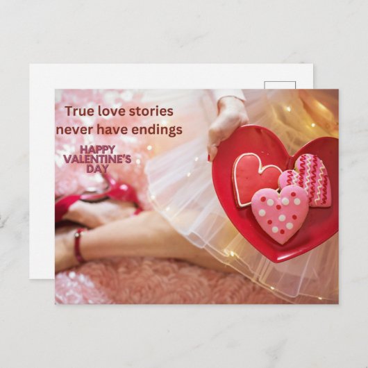 Gelukkige valentijnsdag cadeaubon voor haar feestdagenkaart (Voorkant / Achterkant)