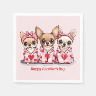 Gelukkige Valentijnsdag Chihuahua honden Servet