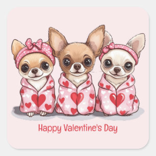 Gelukkige Valentijnsdag Chihuahua honden Vierkante Sticker