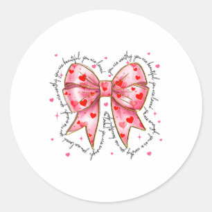 Gelukkige Valentijnsdag Coquette Bow Heart Girl Vr Ronde Sticker