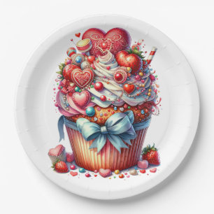 Gelukkige Valentijnsdag Cupcake Papieren Bordje