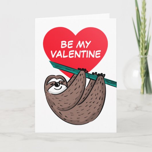 Gelukkige Valentijnsdag | Cute Sloth Kaart (Voorkant)