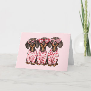 Gelukkige Valentijnsdag Dachshond Honden Feestdagen Kaart