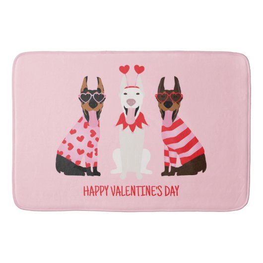 Gelukkige Valentijnsdag Dobermann Honden Badmat (Voorkant)