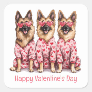 Gelukkige Valentijnsdag Duitse Herdershonden Vierkante Sticker