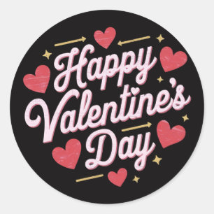 Gelukkige Valentijnsdag elegant script Rode harten Ronde Sticker