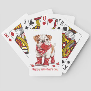 Gelukkige Valentijnsdag Engelse Bulldog Pokerkaarten
