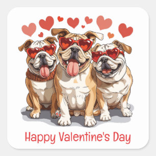 Gelukkige Valentijnsdag Engelse Bulldog Vierkante Sticker