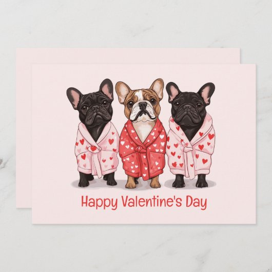 Gelukkige Valentijnsdag Franse Bulldog Feestdagenkaart (Voorkant / Achterkant)