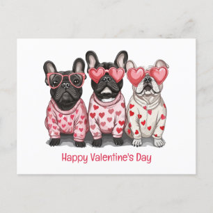 Gelukkige Valentijnsdag Franse Bulldog Feestdagenkaart