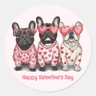 Gelukkige Valentijnsdag Franse Bulldog Ronde Sticker