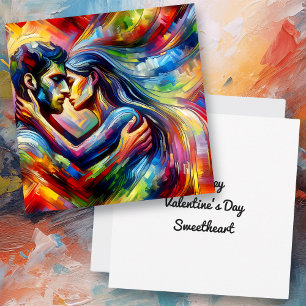 Gelukkige Valentijnsdag   Geliefden knuffelen Kaart