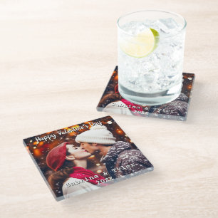 Gelukkige Valentijnsdag Gepersonaliseerde foto's e Glazen Onderzetter