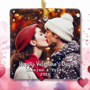 Gelukkige Valentijnsdag Gepersonaliseerde foto's e Keramisch Ornament