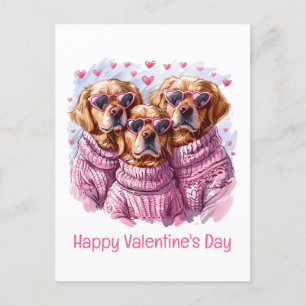 Gelukkige Valentijnsdag Golden Retriever Honden Feestdagenkaart