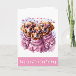 Gelukkige Valentijnsdag Goud Retriever Honden Feestdagen Kaart