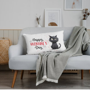Gelukkige Valentijnsdag Grappige Pun Black Cat Accent Kussen