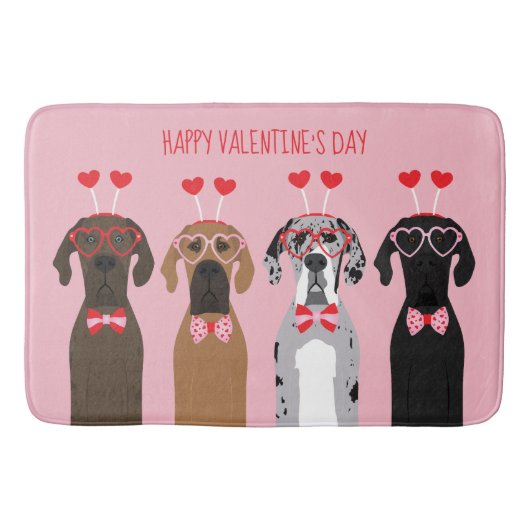 Gelukkige Valentijnsdag Grote Deen Honden Badmat (Voorkant)