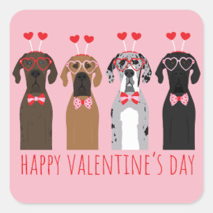 Gelukkige Valentijnsdag Grote Deen Honden Vierkante Sticker