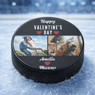 Gelukkige Valentijnsdag Hart 2 Foto's Hockey Puck