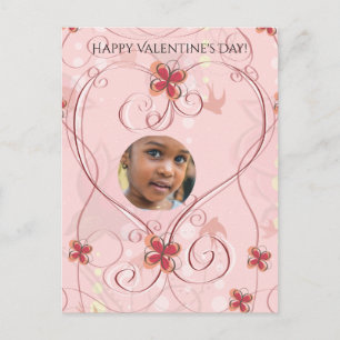 Gelukkige Valentijnsdag Hart Bloemen Fotokaart Feestdagenkaart