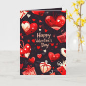 Gelukkige Valentijnsdag Harten en geschenken Kaart (Gele Bloem)