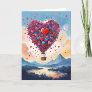 Gelukkige Valentijnsdag hete luchtballon Feestdagen Kaart