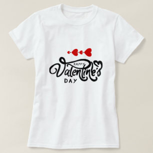 Gelukkige Valentijnsdag kalligrafie Rode Harten Pi T-shirt