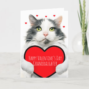Gelukkige Valentijnsdag Kleindochter Schattige Kat Feestdagen Kaart