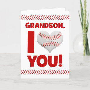 Gelukkige Valentijnsdag kleinzoon Baseball Hart Feestdagen Kaart
