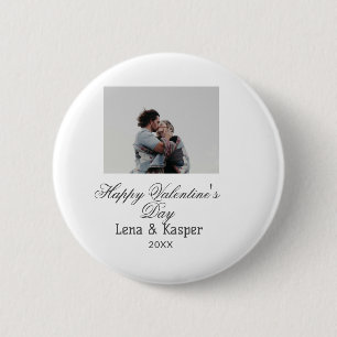 Gelukkige Valentijnsdag koppel foto modern eenvoud Ronde Button 5,7 Cm