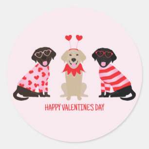 Gelukkige Valentijnsdag Labrador Retriever Honden Ronde Sticker