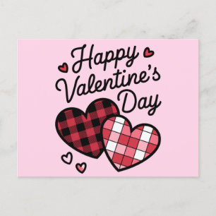 Gelukkige Valentijnsdag Leopard Plaid Love Heart Briefkaart